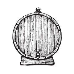 Wall Mural - old wooden barrel with tap