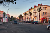 Fototapeta Miasto - Street of the Kobuleti in sunset light