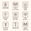 © venimo - Vector set of design elements, logo design template, icons and badges for hand made goods and products in linear style