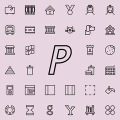 Poster - letter P icon. Detailed set of minimalistic line icons. Premium graphic design. One of the collection icons for websites, web design, mobile app