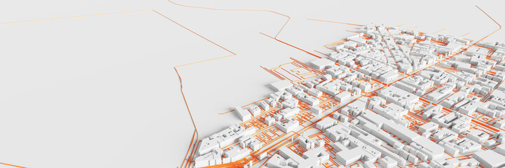 Leinwandbilder - Techno mega city; urban and futuristic technology concepts, original 3d rendering