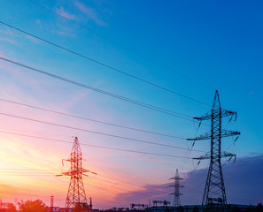 Wall Mural - power line. pylon against a blue sky