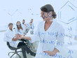© ASDF - view through the transparent Board. female biochemist analyzing information.