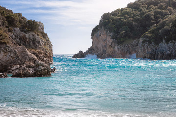 Poster - Beautiful rocky bay at Paleokastritsa in Corfu, Greece