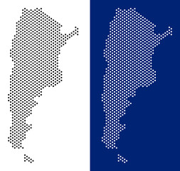 Wall Mural - Dotted Argentina map. Vector geographic map on white and blue backgrounds. Vector composition of Argentina map constructed from round dots.