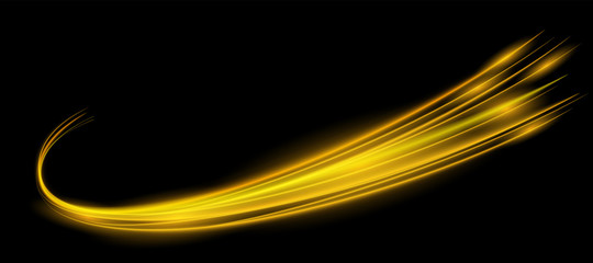 Wall Mural - circle gold shiny light effect. rotational glow line.glowing ring trace background. round frame vect