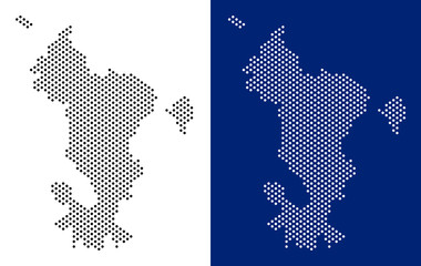 Wall Mural - Dot Mayotte Island map. Vector geographic map on white and blue backgrounds. Vector collage of Mayotte Island map constructed with spheric dots.