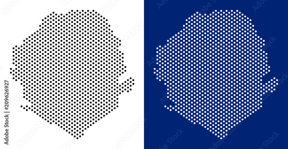 Dotted Sierra Leone map. Vector geographic map on white and blue ...