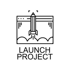 Poster - launch project icon. Element of web development signs with name for mobile concept and web apps. Detailed launch project icon can be used for web and mobile