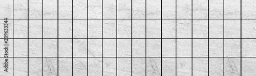 Fototapeta Panorama of White stone brick wall pattern and background