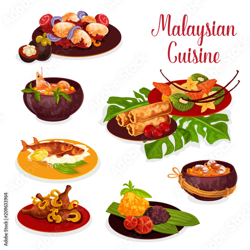 Fotografía Malaysian cuisine icon with exotic dinner dish