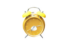 Yellow Alarm Clock Isolated On White Background 