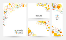 Honeycombs And Bee. Design Collection. Vector Illustration