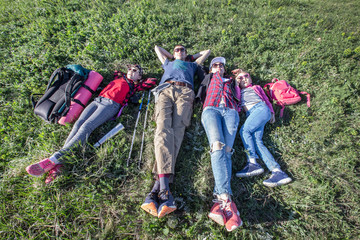 family in a hike