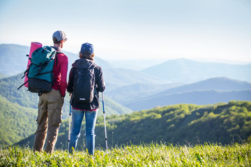 family in a hike
