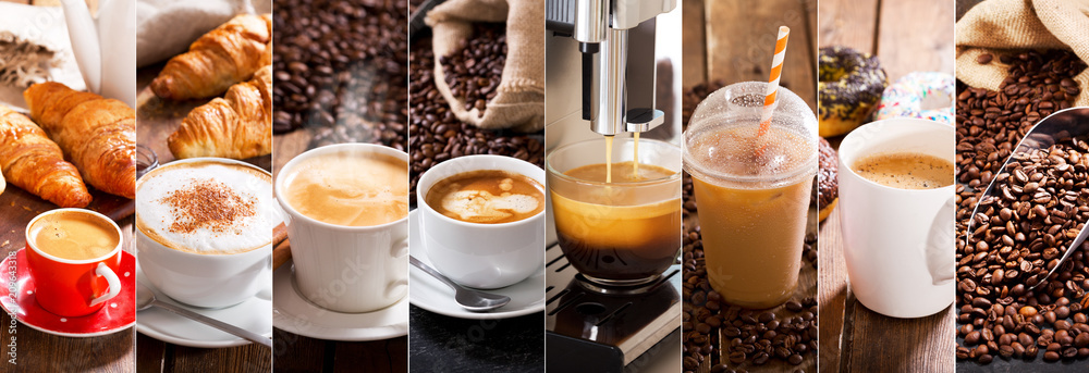 Obraz na płótnie coffee collage of various cups w salonie