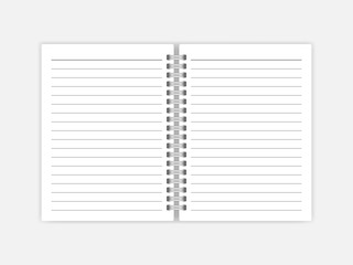 Wall Mural - open notebook with white lined pages vector mock up