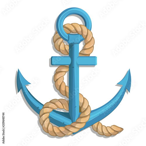 Fotomural Illustration of a ship's anchor with a rope and ship