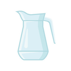 Canvas Print - Transparent glass jug for water or juice. Vessel with one handle. Flat vector element for banner or poster