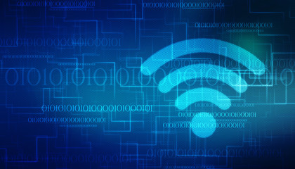 2d rendering WiFi symbol, Internet technology background