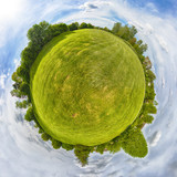 Fototapeta  - Little Planet. Spherical 360 degrees seamless panorama view in Spherical projection, panorama of natural landscape in Germany.