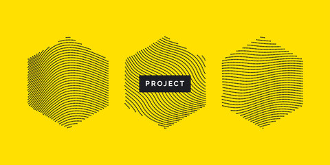 Poster - vector abstract background with dynamic waves, line and particles.