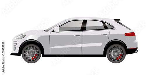 白色のsuv車のイラスト 自動車のイラスト 横向きの自動車 Landscape Car Illustration Stock Vektorgrafik Adobe Stock