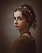 © Dmytro Tolokonov - Fayumi portraiture. Antique painting style female portrait with retro makeup