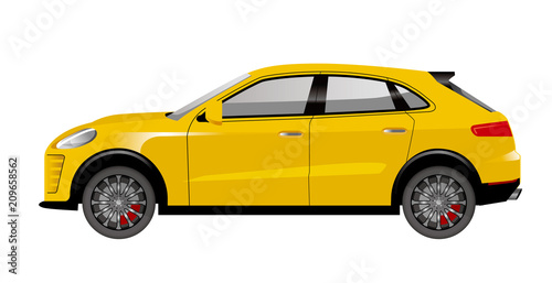 黄色のsuv車のイラスト 自動車のイラスト 横向きの自動車 Landscape Car Illustration Stock Vector Adobe Stock