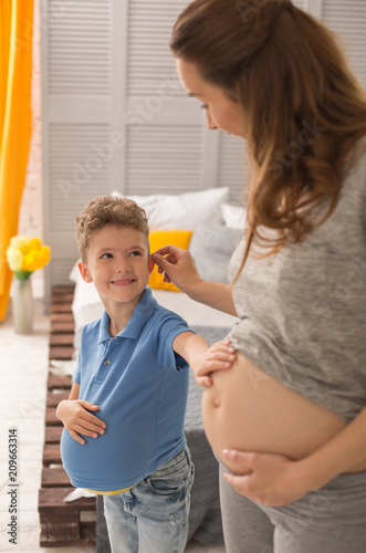Take Care Pregnant Beautiful Woman With Wavy Hair Feeling
