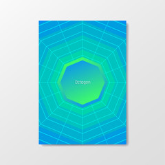 Creative poster with blend gradient and web. Color button with a geometric blend stroke grid. Album format, A4, A3, A2.