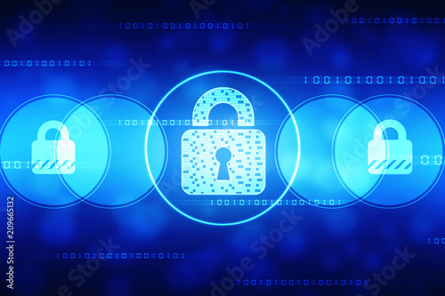 2d illustration Safety concept: Closed Padlock on digital background плакат