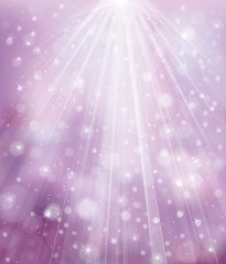 Wall Mural - vector violet, sparkle background with rays, lights and stars.