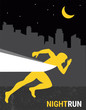 number one winner at a finish line. poster design template. night run marathon