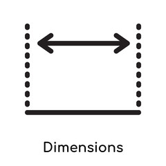 Poster - Dimensions icon vector sign and symbol isolated on white background, Dimensions logo concept, outline symbol, linear sign
