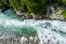 White Water Rafting On Alpine River. Sesia River, Piedmont, Italy.