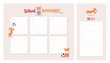 School timetable and to do list with cute welsh corgi dog character. Vector illustration.