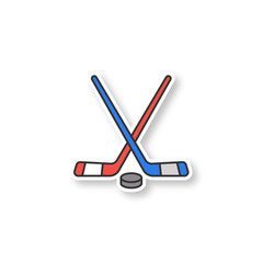 Wall Mural - crossed hockey sticks with puck patch