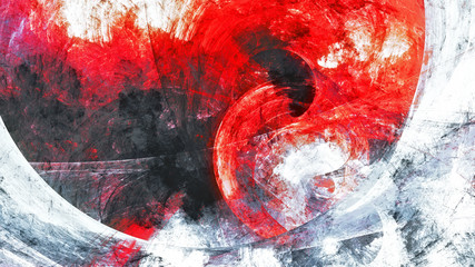 Poster - Abstract red and grey grunge motion composition. Modern bright futuristic dynamic background. Fractal art for creative graphic design