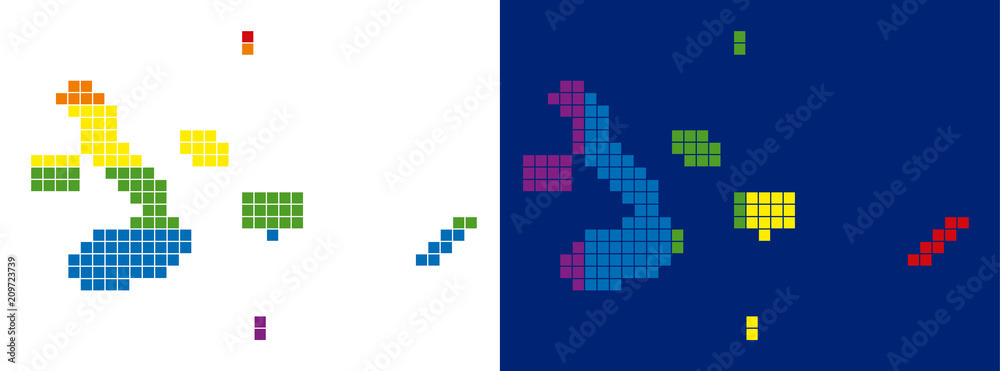 Dotted LGBT Galapagos Islands map variants. Vector geographic maps in ...