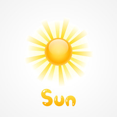 Poster - Vector bright beautiful sun on the white background.