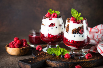 layered dessert in a jar.