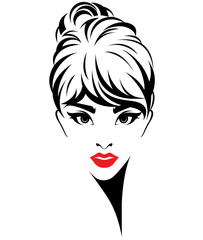 Beautiful women, logo women face makeup on white background, vector