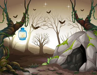Wall Mural - a dark night in forest