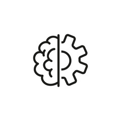 Poster - Brain and gear line icon. Idea, solution, innovation. Artificial intelligence concept. Vector illustration can be used for topics like science, engineering, technology 