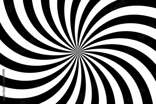Fotografía Black and white spiral background, swirling radial pattern, abstract vector illu
