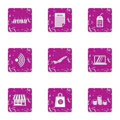 Poster - Purchase sale icons set. Grunge set of 9 purchase sale vector icons for web isolated on white background