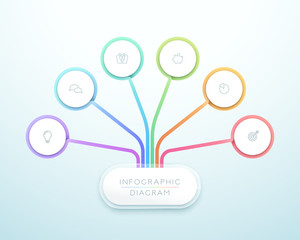 Poster - business chart 6 step 3d circle infographic vector