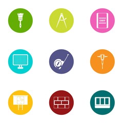 Poster - Working hand icons set. Flat set of 9 working hand vector icons for web isolated on white background