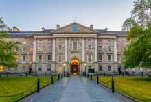 View Of A Building On The Parliament Square Inside Of The Trinity College Campus In Dublin, Ireland